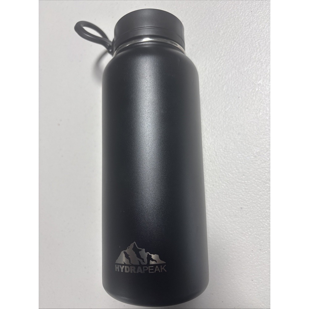 Hydrapeak 32oz Stainless Steel Water Bottle Matte Black Insulated Flip Straw Lid
